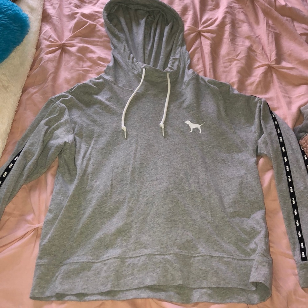 PINK Gray long sleeve with hood